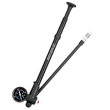 Imagem de HUIOP Bomba de choque de bicicleta com medidor de pressão 300psi bomba de ar de inflador de pneu de bicicleta de alta pressão para garfo de bicicleta e suspensão traseira,bomba de bicicleta
