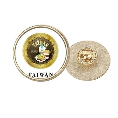 Imagem de Taiwan Travel Food China Art Deco Fashion Round Metal Golden Pin Broche Clip, Medium, não aplicar