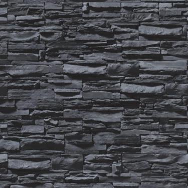 Imagem de Papel De Parede Adesivo Pedras Rústicas Tons De Preto 12m