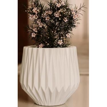 Imagem de Vaso Para Plantas Polietileno Decorativo Redondo Origami (Branco)