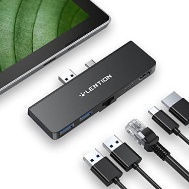 Imagem de LENTION Estação de ancoragem para Hub USB C Surface Pro 7, Hub 5 em 1 Microsoft Surface Pro 7, Hub USB-C para HDMI 4K a 60Hz, Hub USB C para Gigabit Ethernet, 2 Hub USB 3.0, Hub de porta de carregamento PD tipo C (CS35, preto)