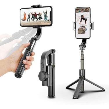 Imagem de Estabilizador de celular Gimbal L08 com anti-vibração e disparo estável com controle remoto multifuncional Rotação de 360° com tripé embutido (Preto)