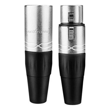 Imagem de Kit Conector XLR Canon Macho/Fêmea Roxtone RX3MP-NT/RX3FP-NT Prateado - 3 Pinos