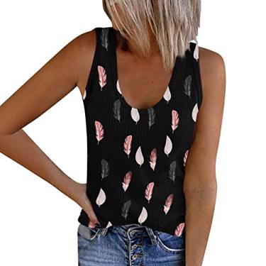 Imagem de Regatas femininas tricotadas com nervuras verão casual sem mangas básico blusa slim fit blusas camisas P-GGG, Pena, rosa, G