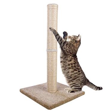 Imagem de Tapete para arranhar gatos, corda de sisal grande para gatos e gatinhos, base pesada com carpete estável (bege/amarelo)