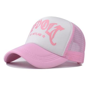 Imagem de Boné de beisebol masculino de algodão clássico estilo hip hop logotipo impresso boné de malha moda tendência neutra boné esportivo ao ar livre, rosa, G