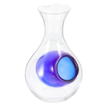 Imagem de Mobestech Garrafa de vidro de saquê frio japonês, garrafa de vinho, garrafa de vinho com bolso de gelo, saquê frio, servidor refrigerado para casa azul 400 ml