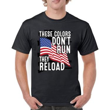 Imagem de Camiseta masculina These Colors Don't Run They Reload 2nd Amendment 2A Don't Tread on Me Second Right Bandeira Americana, Preto, 5G