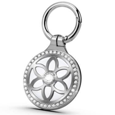 Imagem de DEERLET Suporte para AirTag-AirTag com chaveiro-chaveiro AirTag protetor de metal Apple Air Tag para cães, gatos, crianças, chaves, carteira, mochilas compatíveis com Apple AirTag.Prata