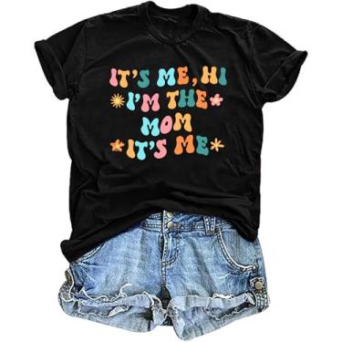 Imagem de Camiseta Mama feminina It's Me Hi I'm The Cool Mom It's Me Camiseta Mom Life Tops Casual Mama Gift Blusa, Preto 2, M