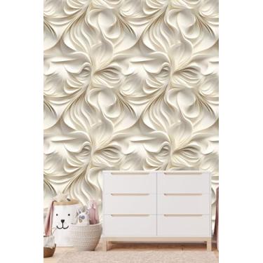 Imagem de weiseni Papel de parede floral com efeito 3D para decoração de parede interior papel de contato autoadesivo removível papel de parede amigável para locatário para quarto, armário de estar, sala 45 x 3