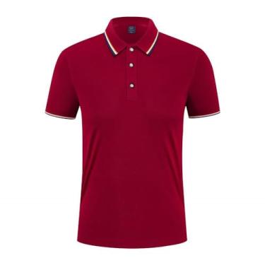 Imagem de Letuwj Camisa polo de manga curta, secagem rápida, roupa de trabalho, Vinho vermelho A, 5G