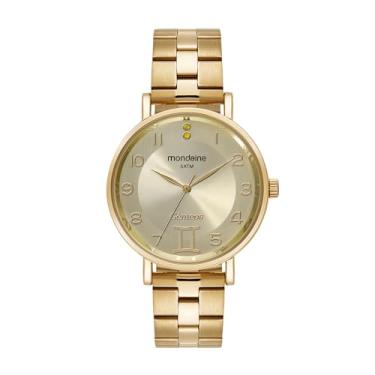 Imagem de Kit Relógio Dourado Signo Gêmeos