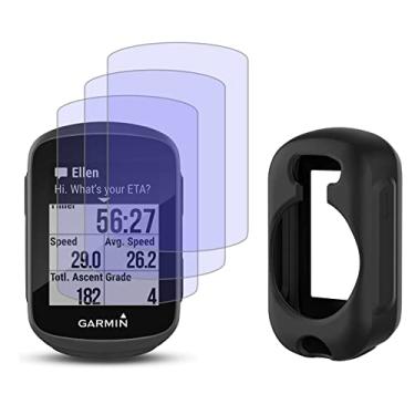 Imagem de Protetor de tela e capa de silicone para Garmin Edge 130/130 Plus Gps (pacote com 3+1), filme de vidro temperado transparente antiarranhões