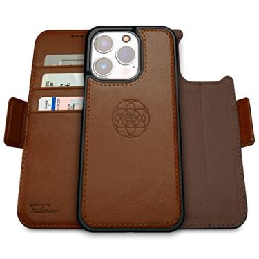 Imagem de Capa Carteira Dreem Fibonacci p/iPhone 14 Pro Max, 2-em-1, case antichoque, couro vegano, capa removível, compatível com acessórios MagSafe. Proteção RFID. Design para homens e mulheres [Chocolate]