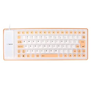 Imagem de Teclado de Silicone Macio Com Fio USB Com Design Totalmente Ed Teclado Leve e Portátil Rolável para PC 85 Teclas Silent Ty Confortável G Teclado de Silicone (Laranja)