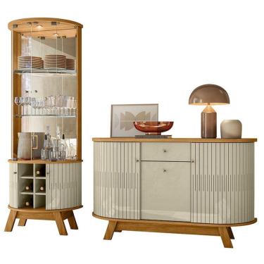 Imagem de Aparador para Sala Buffet Monza e Cristaleira Marina Cumaru Opala – Madetec
