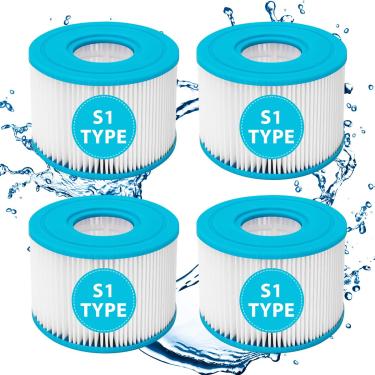 Imagem de Pacote com 4 filtros de spa tipo S1 para todos os Intex PureSpa 28429E, 28403E, 28407E, 28443E, 28453E, 28421E, 28423E, 28413E e 28453E, 11692, SB-h10, JPC01 bomba de piscina