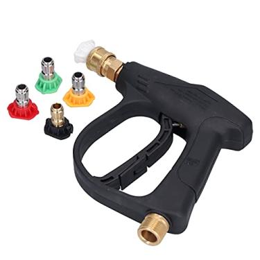 Imagem de Pistola de Lavagem de Pressão Curta, Pistola de Lavagem de Alta Pressão, Limpador de Mangueira de Spray, 1/4 Polegadas, M22, 3000psi, Com 5 Bicos para Uso Doméstico