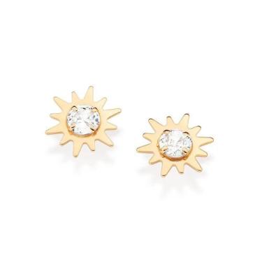 Imagem de Brincos rommanel pequenos solitário sol zircônias 527200, Branco, Cor 