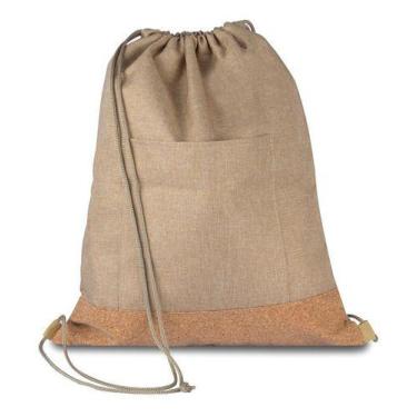 Imagem de Saco Mochila Academia Yoga Treino Trabalho Detalhe Cortiça Com Alça Du