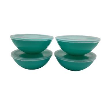 Imagem de 4 Potes Redondo Com Tampa Marmita Sobremesa 600 Ml Verde - Dehaus