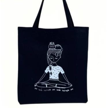 Imagem de Bolsa Ecobag 100% algodão Black PAZ, SAUDE, INSPIRAÇÃO - CARIOCA MAIS