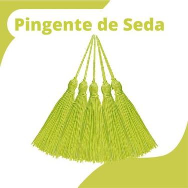 Imagem de Pingente De Seda Tassel - Franja - Verde Neon - Com 20 Unidades - Nybc