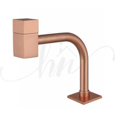 Imagem de Torneira de Pia Banheiro Slim Quadrada Luxo Rose ¼ Volta Baixa - HOME 