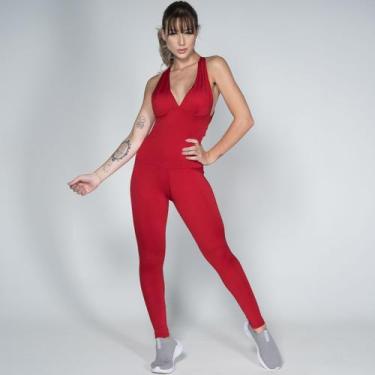 Imagem de Macacão Fitness Longo Suplex Liso Com Bojo Feminino - WLS Modas, M, Ve