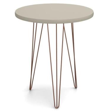 Imagem de Mesa de Apoio Redonda Base Aço Evolution Off White - Patrimar Móveis, 