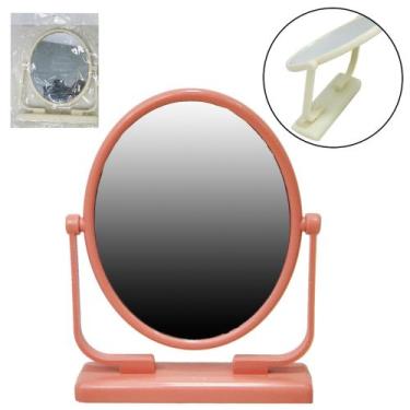 Imagem de Espelho de mesa oval dupla face com base de plastico colors 13x10,5cm 