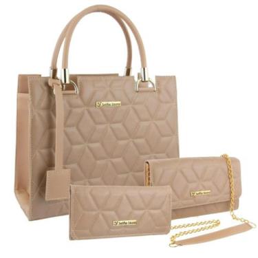 Imagem de Bolsa Feminina Grande Casual Moda + Bolsa Flap + Carteira - Selfie Sto
