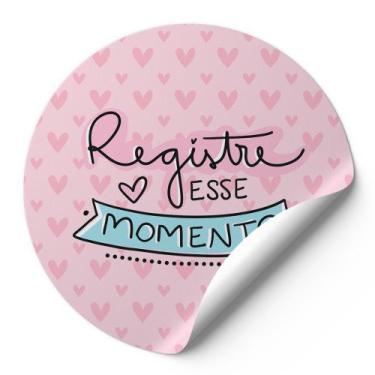 Imagem de Etiquetas Auto Colante Adesivos Redondos Registre Esse Momento Fundo R