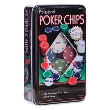 Imagem de Kit 100 Ficha Poker Profissional Poker Chips + Ficha Dealer - Imporien