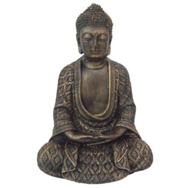 Imagem de Buda hindu Meditando Grande em Resina cor ouro velho - Decore Casa
