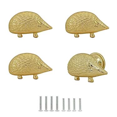 Imagem de Puxadores de armário de ouriço puxadores de gaveta puxadores de ferragens de móveis vintage em forma de animal puxadores decorativos de cômoda de armário puxadores de porta de guarda-roupa 4 peças
