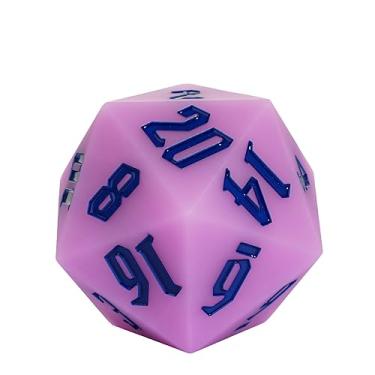 Imagem de IUSTIDIE 55mm Silicone D20, Glow-in-The-Dark Large D20 Single 20 Sided DND Dice, D20 Giant Polyhedral Dice w/Dice Gift Box for Dungeons and Dragons RPG Bar Pub Club Party Classroom Games(Purple/Blue)