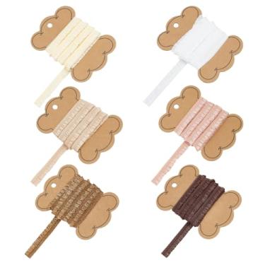 Imagem de FINGERINSPIRE 19,7 metros com acabamento em renda elástica plissada, 1,9 cm de largura, babados, 6 cores, borda única, franja, fita de renda elástica para decoração de roupas de boneca, costura e