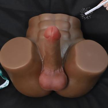 Imagem de Boneco sexual masculino com vibrador flexível, pênis enorme realista, boneco sexual de torso para mulheres, pênis de 8 polegadas