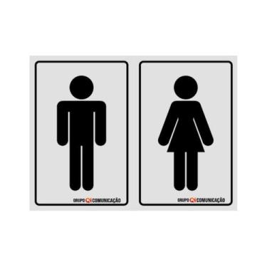 Imagem de Placa De Sinalização Banheiro Masculino / Feminino 20x15 Qi Comunicaçã