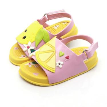 Imagem de Sandália Papete Plugt Infantil Menina  Mini Bizz Limão Rosa/Amarelo , 