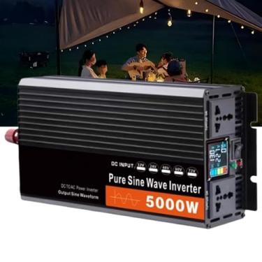Imagem de Inversor de energia de onda senoidal pura de 5000 W, conversor de 12 V 24 V 48 V 60 V 72 V para CA 110 V-120 V/220 V-230 V com 2 tomadas CA Inversor de energia para carro,24V to 230V