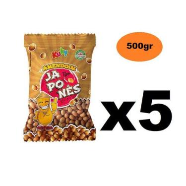 Imagem de Kit 5 pacotes Amendoim Japonês Salgado Kuky 500gr cada