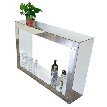 Imagem de Aparador espelhado com base design moderno luxo sofisticado 120x85x29 