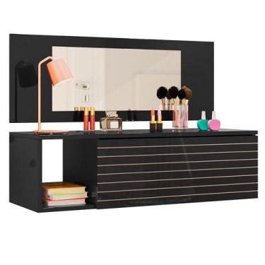 Imagem de Penteadeira Suspensa com Painel e Espelho Joy Preto - SSX Multicoisas 