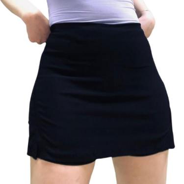 Imagem de Short Saia curto Sex Cintura Alta Blogueiras Em Bengaline 2 Fendas Lat