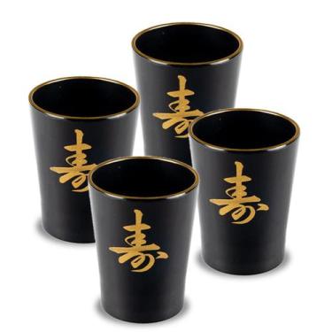 Imagem de Jogo De Copos Sake 4 Peças Com Ideograma Japonês - AC