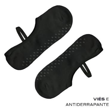 Imagem de Meia Sapatilha Pilates Antiderrapante Selene, Preto, 34/39