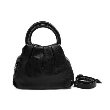 Imagem de Bolsa feminina transversal de couro média preta Jade - Zaia